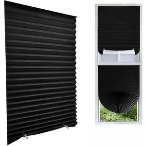 Cordless Blackout Pleated Fabric Shade Window Shades Blinds Darkening Temporary Light Filtering Pleated Paper Shade Easy to Install and Cut for  Bedroom Office Windows HxW(59" x 35")