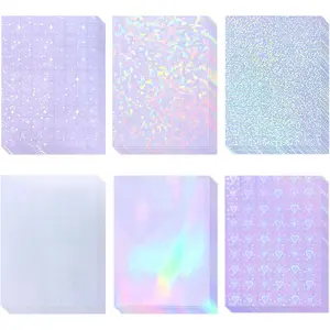 Holographic Self-Adhesive Laminate Sheets - 36 Sheets, 8.5x11 Inches, 6 Designs, Transparent Waterproof Vinyl Overlay for Sticker Paper & DIY Decor (Home Supplies, Home Organizers)