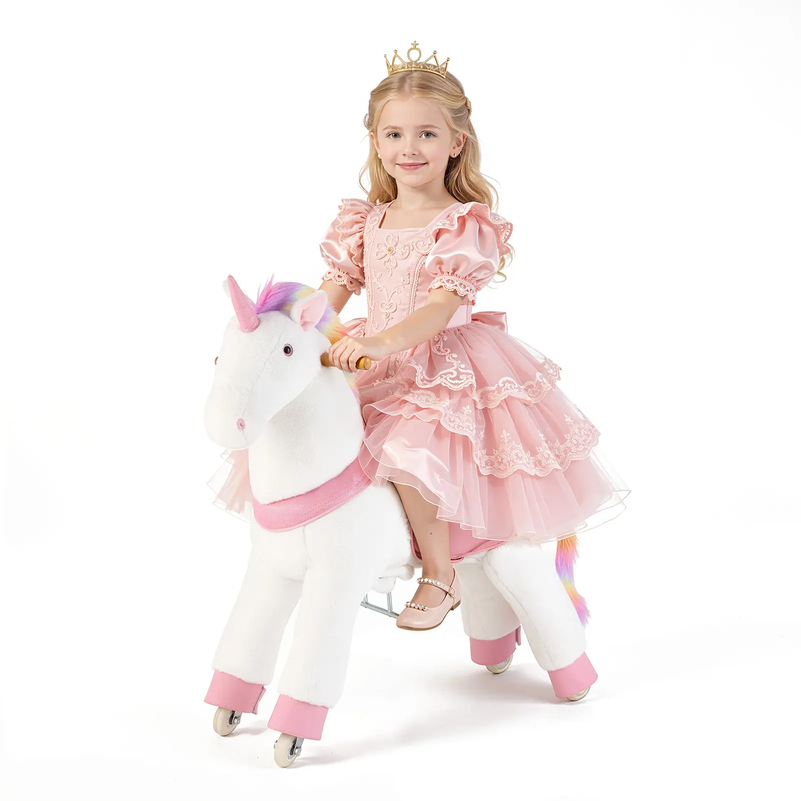 VEVOR Ride On Unicorn Toy for Kids 6+, Sturdy Plush Mechanical Horse with Sound Effects, Safe Anti-Roll Design for Indoor/Outdoor Play, 176 lbs Capacity