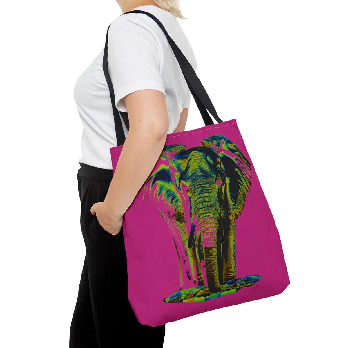 Jungle Elephant Giant Tote Bag - Durable Polyester, Cotton Handles, Non-Woven Laminate - Women's Tote Bags