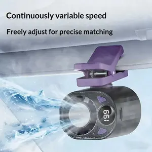 Car Clip On Fan with LED Display 360° Rotation199 Speeds Adjustable USB Rechargeable for CarUmbrella Bicycle Travel Camping Outdoor StrongWind Small Desk Fan