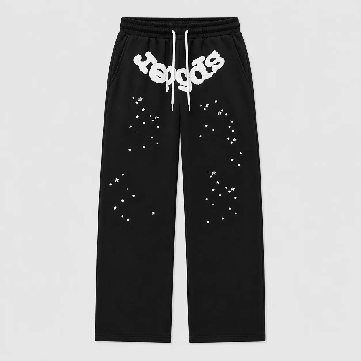 Sp5der Logo Star Graphic Sweatpants, Y2K Streetwear Jogger Pants, Relaxed Fit Unisex Casual Bottoms
