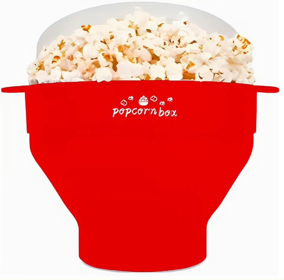 PopcornBox Foldable Microwave Popcorn Maker BPA-free Food-grade Silicone Red Dishwasher Safe Reusable Popcorn Box