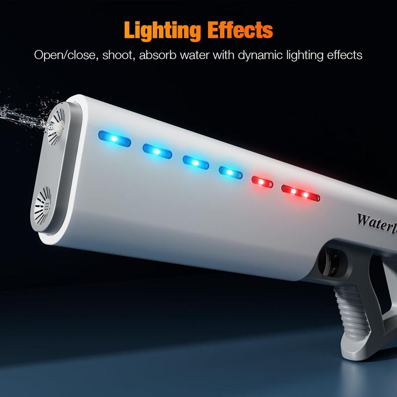 20 inchs Electric Water Gun with Automatic Water Absorption, IP67 waterproof function,Built-in 1500mAh  battery, Long Range 30 -35FT, 600ml Capacity, Rechargeable Outdoor Pool Pulse Squirt Gun for Adult, Kids
