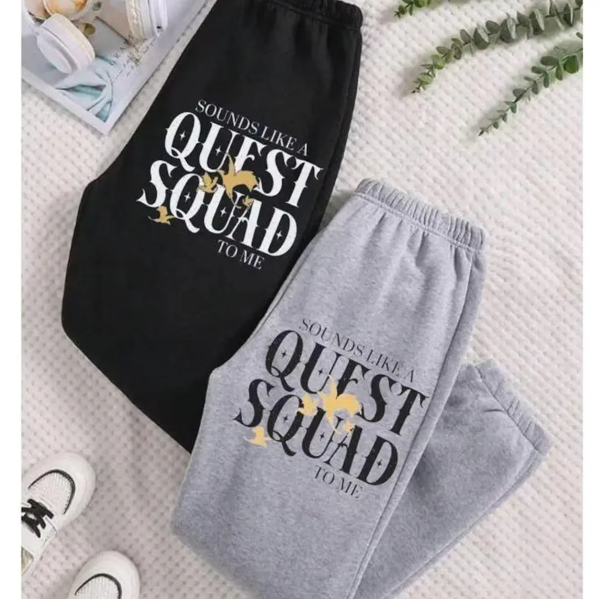 Fourth Wing Sweatpants, Sounds like a Quest Squad To Me Print Cotton Pants 4th Wing Book Cover Gift for Fans Men Women