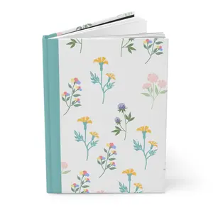 Floral Hardcover Journal with Turquoise Binding