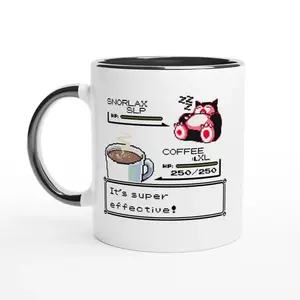 Snorlax vs Coffee - 11oz Ceramic Mug, Snorlax Fan Art Ceramic Mug, Anime Mug, Coffee Cup, Gift For Fans