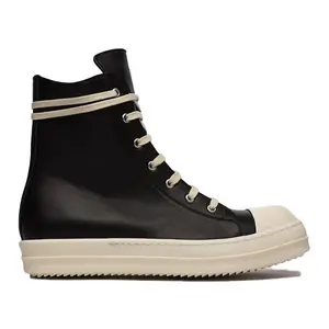 Rick Owens Ramones Leather High Top Black Cream