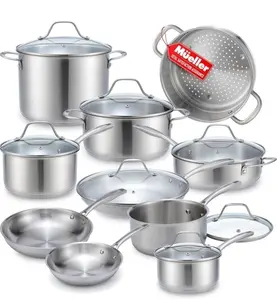 Mueller Pots and Pans Set 17-Piece, Ultra-Clad Pro Stainless Steel Cookware Set