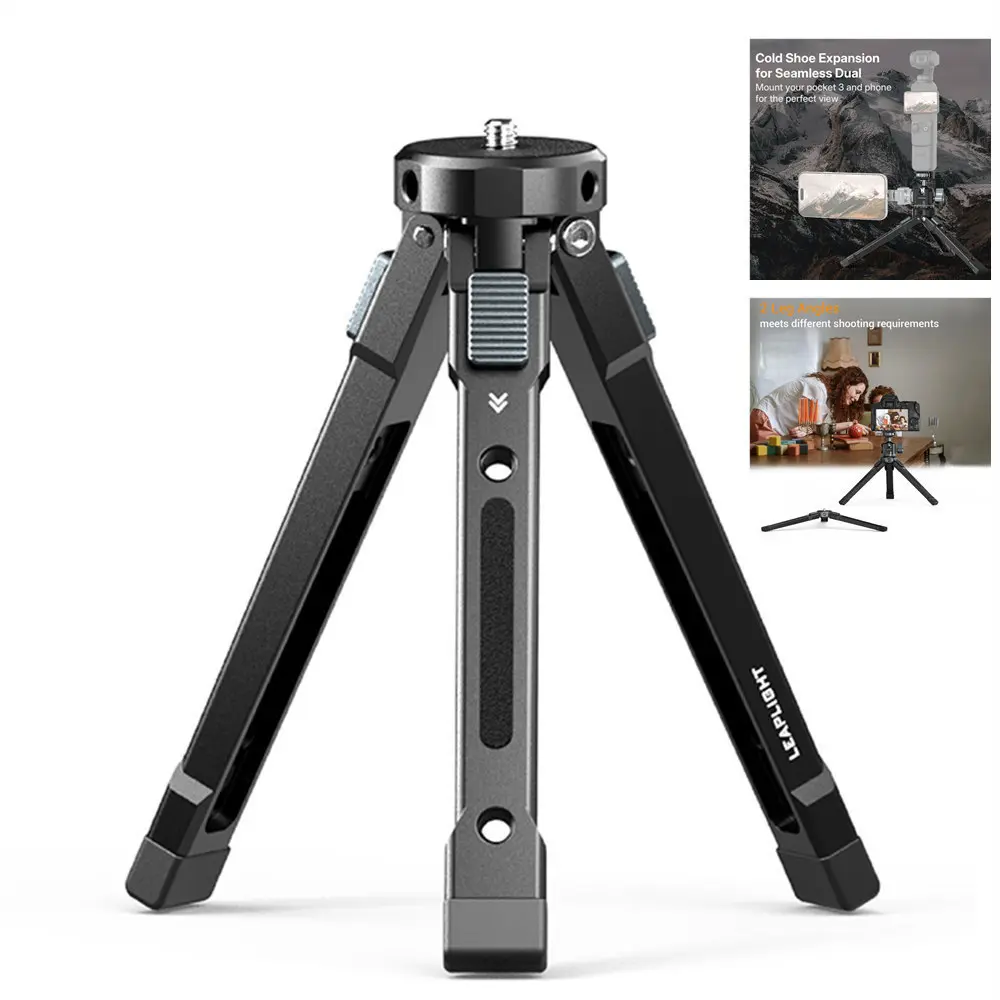 Aluminium Alloy Metal Desktop Camera Tripod with 1/4 Screw, Rubber Feet, 8kg/17.63lb Max Load for Pocket 3 DSLR/Gimbal, Ballhead, Phone Holder, Vertical Recording Portable Camera Accessories
