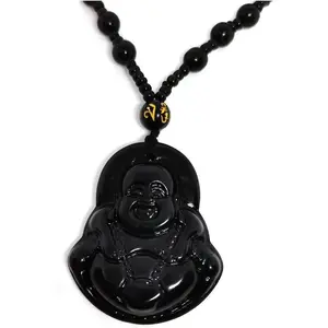 Obsidian Buddha Bead Necklace – Lucky Protection Jewelry for Men & Women