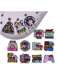 16-Piece Game Word Hole Shoe Decoration Charms, Abs Material DIY Shoe Accessories, Suitable for Sandals & Shoes, Party & Dance Crafts