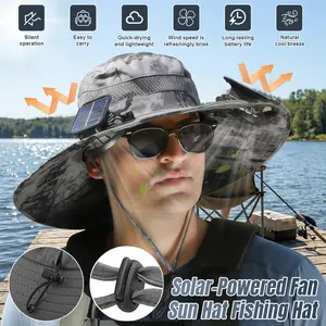 【FathersDayGift】Solar Powered Cooling Fan Hat  Waterproof & Sweatproof Double Fan Sun Hat for Fishing, Hiking & Outdoor Activities Outdoor Fun