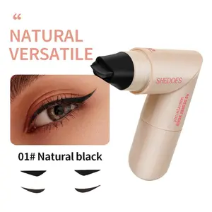 Dual-Ended Eyeliner Pen - 2-in-1 Thick & Fine Tip Waterproof Rotating Eyeliner Stamp Pen | Natural Black & Light Brown Long Lasting Smudge Proof Eye Makeup