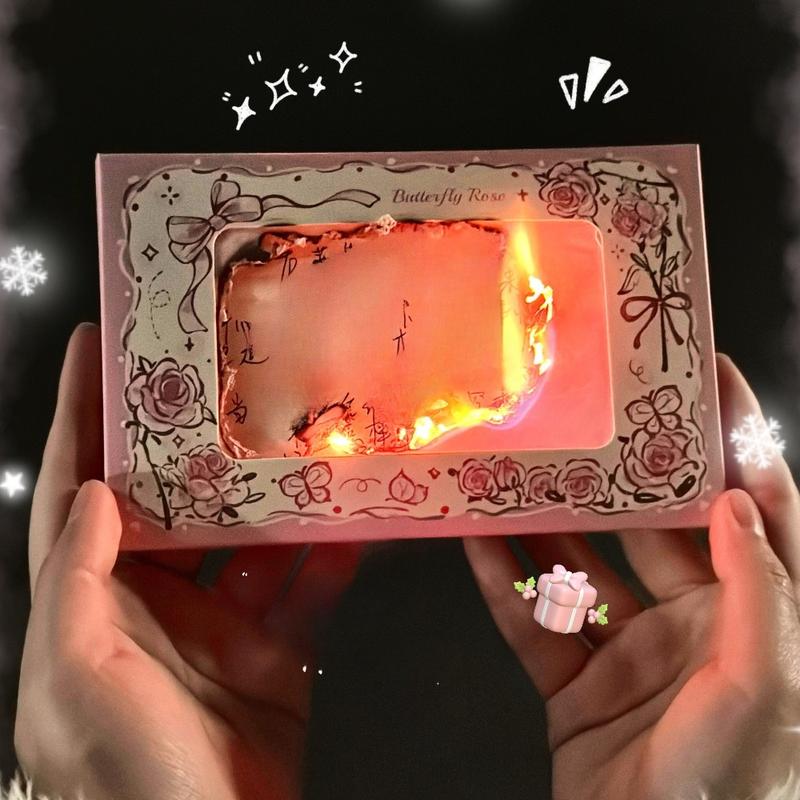 [Burning Greeting Card] DIY Burning Greeting Card | Flowers Commemorative Blessing Burning Envelope Set with Handmade Birthday High-Value Thin Card Material Pack