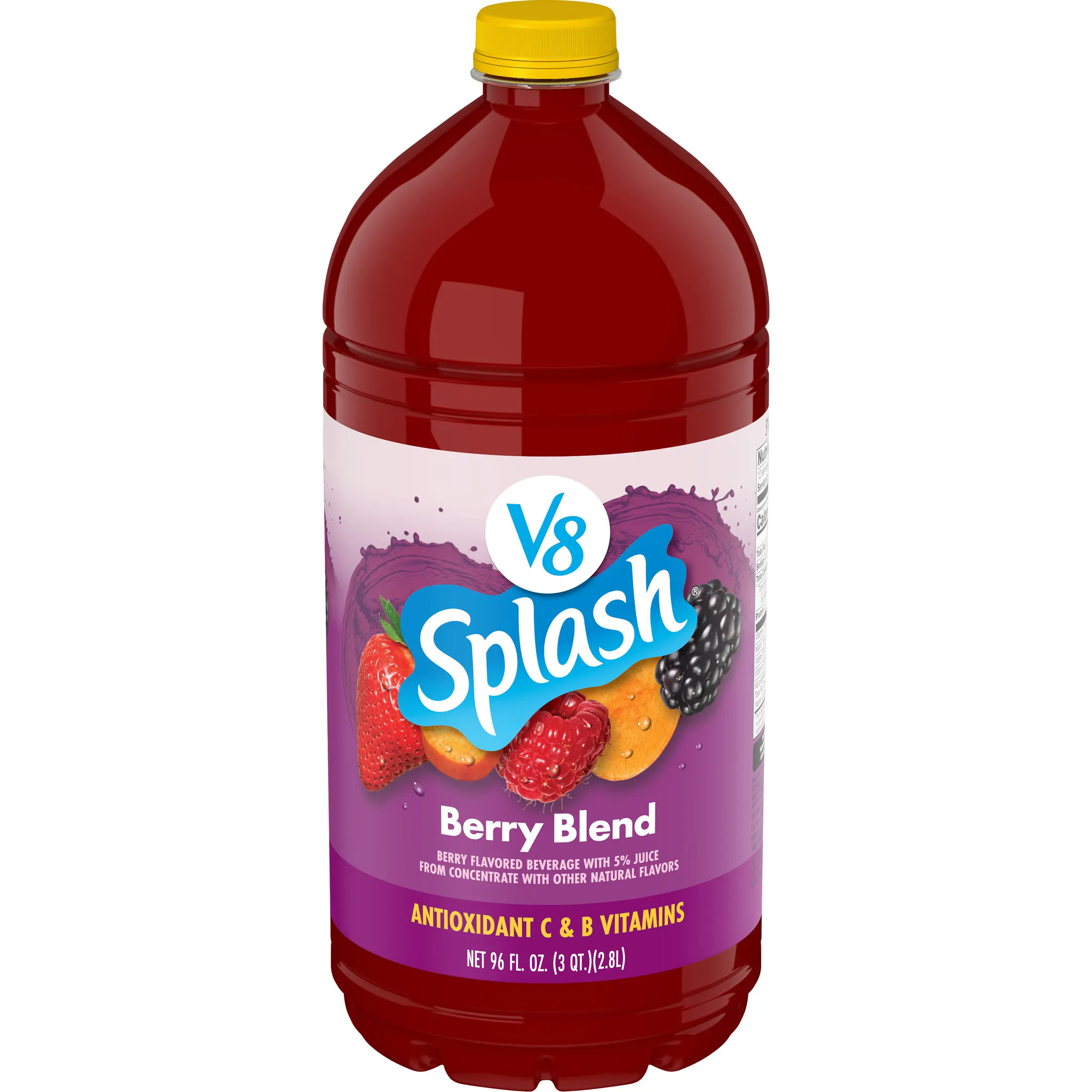 (6 pack) V8 Splash Berry Blend Flavored Beverage, 96 fl oz Bottle