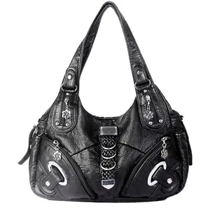 Women's Vintage Tote Bag, Trendy Large Capacity Soft Leather Shoulder Crossbody Backpack, Ideal for Work Travel Casual Fashion