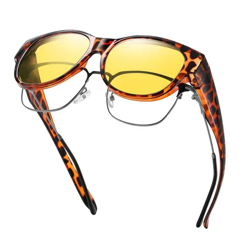 HAOLOTA Women's Polarized Night Driving Sunglasses - TR90 Light Sturdy Frame, Anti-Glare TAC Lens, Fit-Over Glasses for Dark Nights, Motorcycles, Driving Outdoor Shades & Eye Fashion