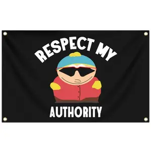 Respect MY Authority Flag, 3x5 Ft Funny Flags for College Dorm Room Decor, Man Cave Flag Tapestry for Home Room Decorations