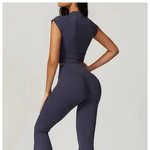 High-Waist Flared-Leg Activewear Set - Soft Stretchy Yoga & Sportswear for Comfort and Confidence