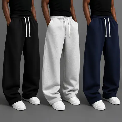 URMCZ Men's Cotton Blend Casual Athletic Joggers - Loose-Fit Wide Leg Sweatpants with Elastic Waist, Drawstring, Fleece Lining, Moisture-Wicking, Lightweight, Cargo Pockets, Stretch Chino Bottoms for All Seasons Streetwear (Multi-Size)