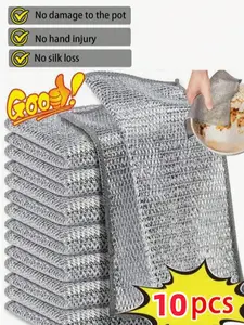 20 Counts Non Scratch Wire Dishcloth Multipurpose Wire Dishwashing Rag Metal Scrubbers for  for Wet and Dry Cleaning, 2-Layer Kitchen Cleaning Cloth Cleaning Tool