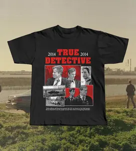 True Detective Graphic Tee, Rust Cohle Marty Hart T Shirt, Vintage Crime Drama Tee