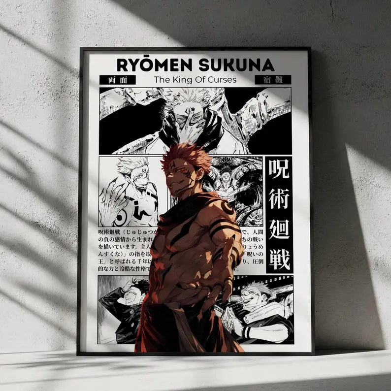 [SALE OFF 35% + FREESHIP] Ryomen Sukuna Jujutsu Kaisen Anime Poster, Manga JJK Wall Artwork Prints, Home Decor Gift