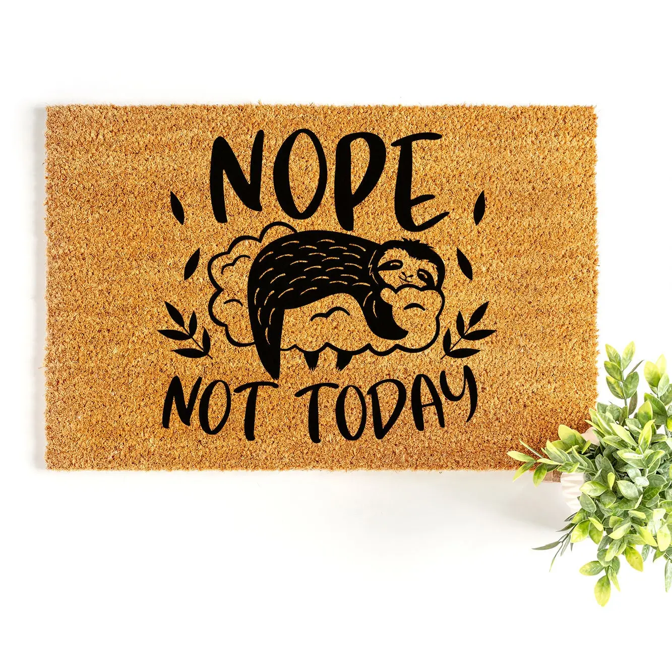 Doormat Nope, Not Today Sloth - Funny Go Away Doormat - Welcome Mat - Funny Door Mat Gift - Home Doormat - New Homeowner Housewarming 3115zz