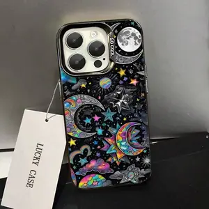 Romantic Colorful Starry Sky Theme pattern TPU laser-engraved phone case, compatible with iPhone 17 Pro Max, 16 Pro Max, 15 Pro, 14, 13, 12, and 11.  Stylish, shockproof, and lightweight protective case with protective features.