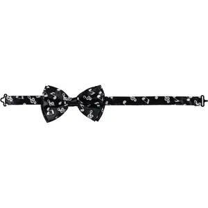 Musical Note Bow Tie | Pre-Tied Adjustable Black & White Bowtie - Party Dress Up Bowtie - Formal & Casual Wear Accessory - Unisex Fashion