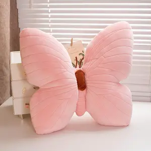 Butterfly Pillow Decorative Butterfly Shaped Throw Pillows 15.7" x 15.7" Cute Plush Cushion Decor for Bedroom Living Room Sofa Couch Pink