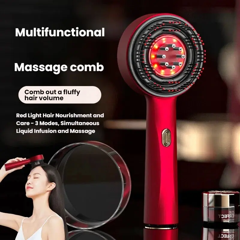 Electric Scalp Massager Comb - Infrared Light Therapy Battery-Powered Liquid Applicator, Hair Growth Head Tool Massage Devices for Scalp Care