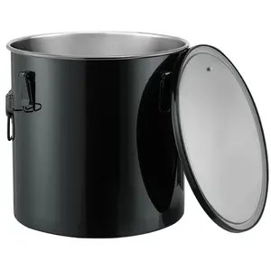 VEVOR Fryer Grease Bucket, 10 Gal Oil Disposal Caddy Stainless Steel Fryer Oil Bucket Rust-Proof Coating, Oil Transport Container with Lid, Lock Clips, Filter Bag for Hot Cooking Oil Filtering, Black