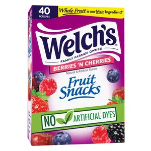 Welch's Berries & Cherries Fruit Snacks 40 Count, Individual Packs, Vitamin C Snack for Kids & Adults