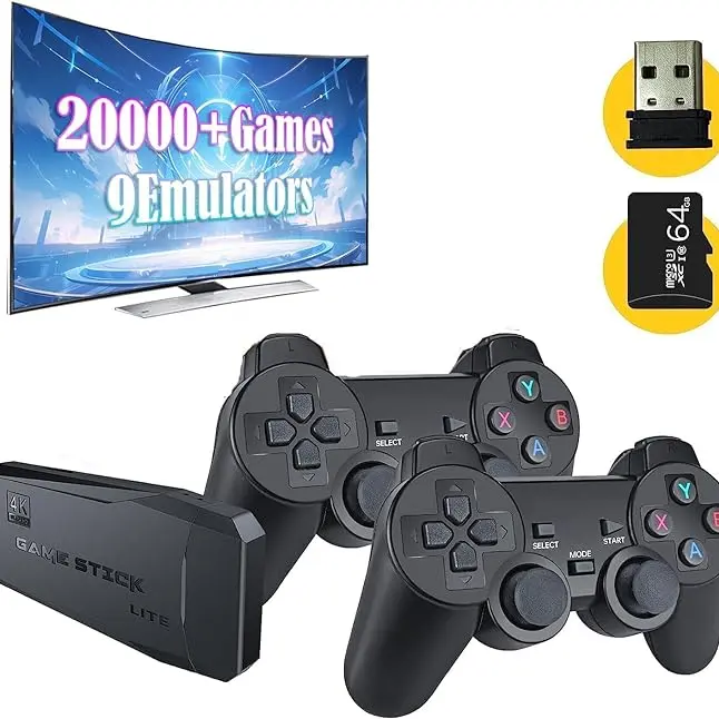 2024 NEW gift Home game consoles.Wireless Retro Game Console,Retro Gaming Console,Retro Game Stick,Plug & Play Video TV Game Stick with 24000+Games Built-in,64G,9 Emulators