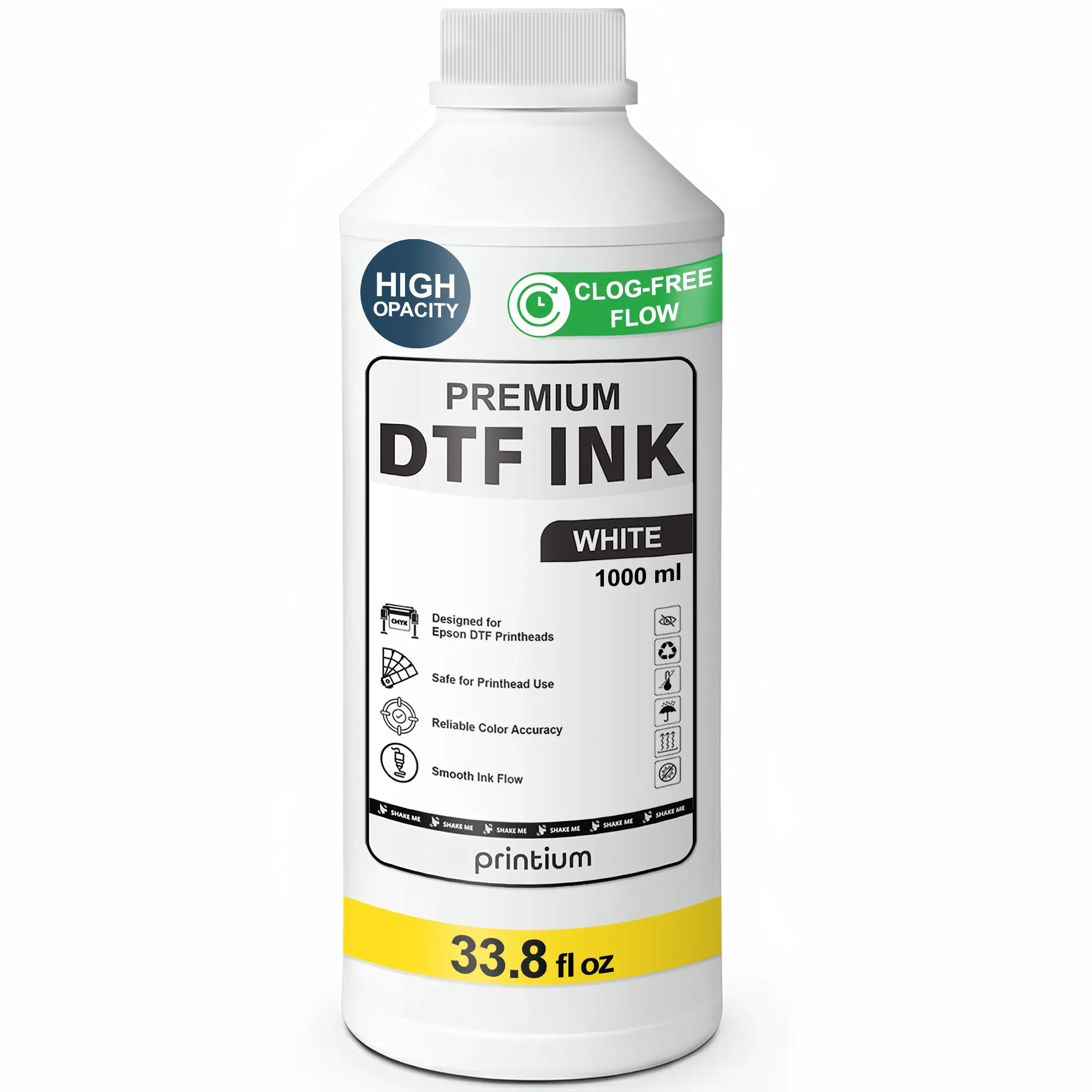 Premium DTF Ink - White, 1000 ml, Longevity, Anti-Clogging, Cost-Effective, Durable Prints for Office Equipment Ink & Toner Cartridges