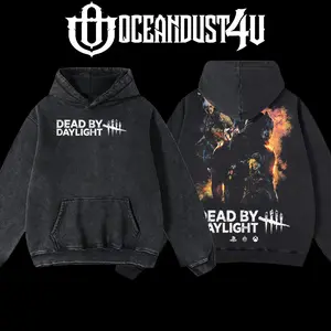 OceanDust4U Dead by Daylight Oversized Classic Cotton Hoodie - Menswear Apparel, Retro Street Style, Seamless Love-Inspired, Tweed-Accented Sweatshirt