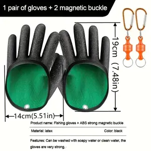 2024[Professional Fishing Gloves] Heavy-Duty Professional Fishing Gloves with One-Hand Magnet Release |   Quick-Dry Anti-Slip Grip, Magnet Closure for Catch & Release |   Ideal for Anglers, Lakes, Rivers, Oceans - Durable Glove Material2025