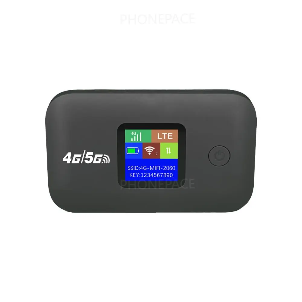 Black Portable Pocket Wi-Fi Hotspot - European 4G LTE 300Mbps Router with SIM Slot, 5G Compatible, LCD Screen, Stable Signal, 10-Device Support, Outdoor RV Universal Electronics Accessory, no