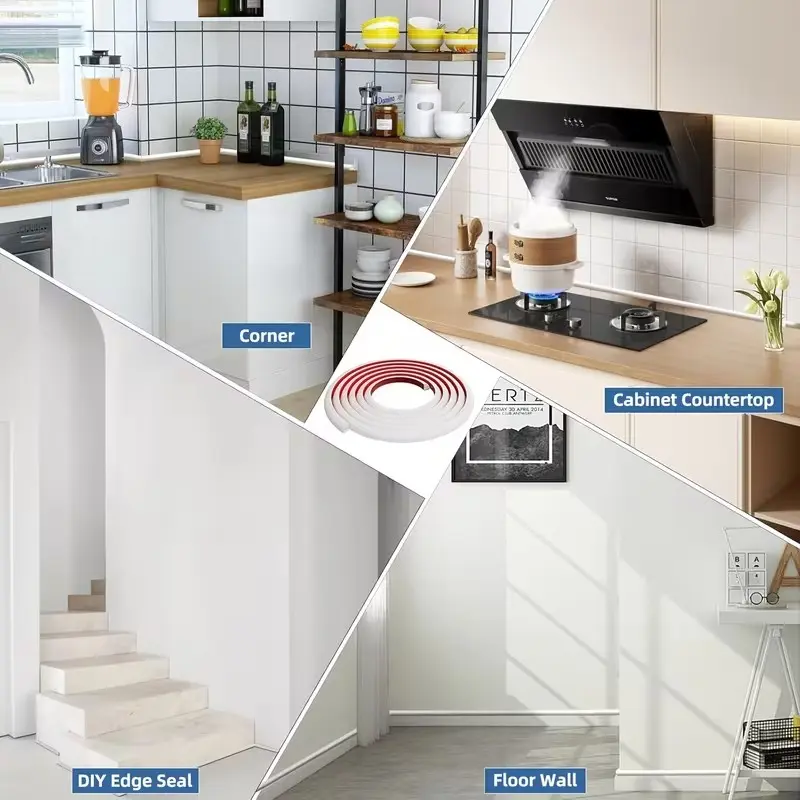 Flexible Self-Adhesive Molding Strips, Quarter-Round Corner Trim, Silicone Edge Trims for Floors, Bathtubs, Cabinets, Curved Stairs, Home