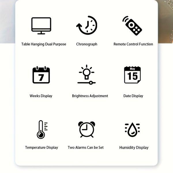 Large LED Alarm Clock with Temperature & Humidity Display – Digital Clock with Timer, Week Display, Bright Adjustable Screen for Bedroom Living Room Office Large LED Alarm Clock with Temperature & Humidity Display – Digital Clock with Timer, Week Display, Bright Adjustable Screen for Bedroom Living Room Office