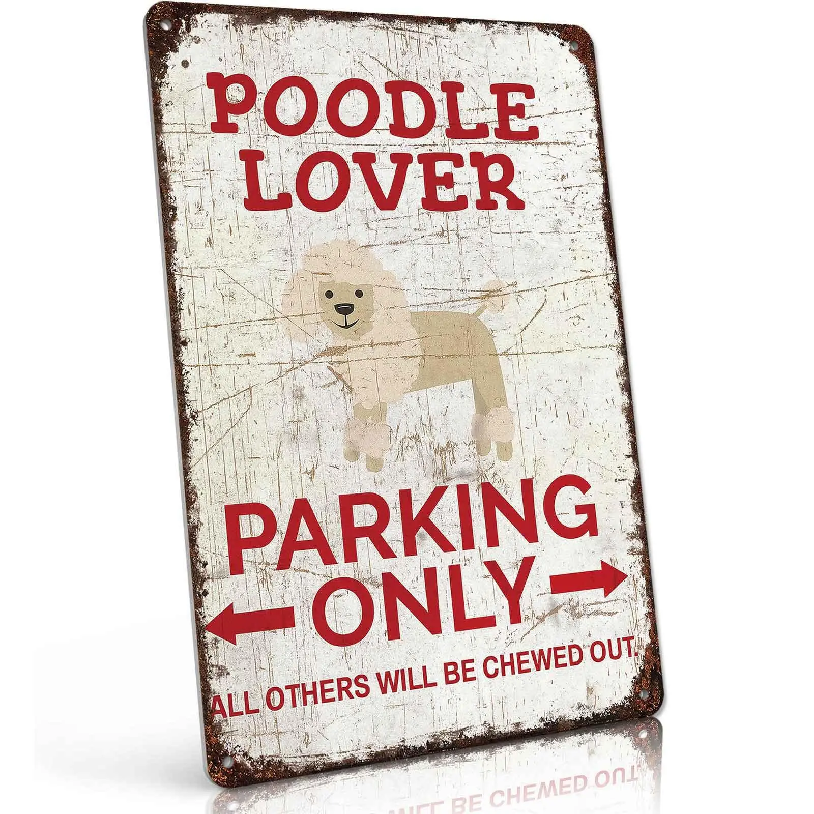 Poodle Lover Parking Metal Sign 8x12 Inch, Funny Aluminum Wall Decor for Home Garage Porch Pet Shop
