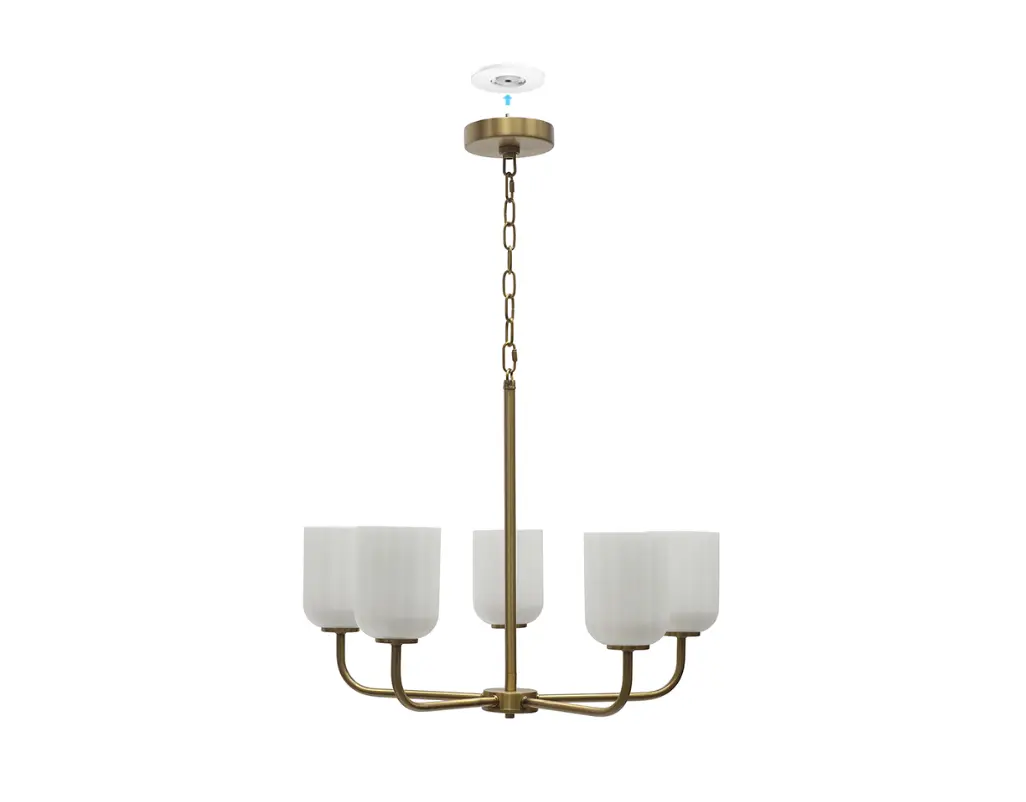 SkyPlug Plug & Play Parkmont 5-Light Chandelier in Transitional & Modern Style 84.14 Inches Tall 24 Inches Wide Matte Black Lacquered Brass Brushed Nickel Finishes