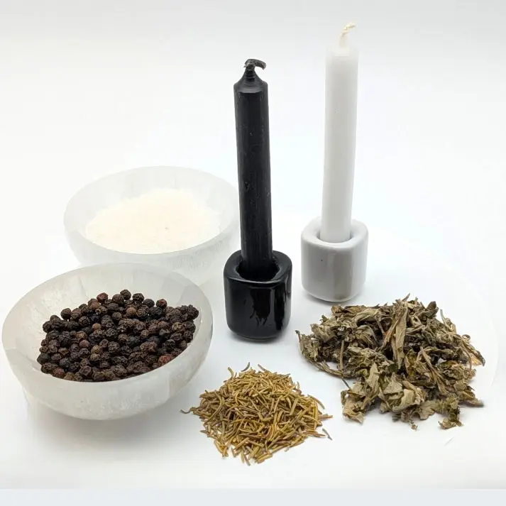 Protect + Banish Witchy Protection Spell Kit – Banishing Ritual Tools, Crystals, Candles, & Herbs for Energy Cleansing