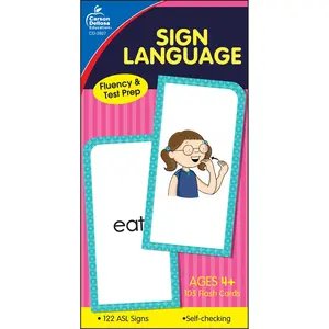 Carson Dellosa Sign Language Cards 105 Flash Cards Ages 4+ 122 ASL Signs Self-checking for Fluency & Test Prep Educational Tool for Kids Learning Vocabulary