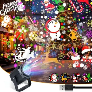 USB Rotating Christmas LED Projector Light, Santa Claus Snowflake Holiday Design, Indoor Decoration for Bedroom Party Festive Celebrations, Projection Light