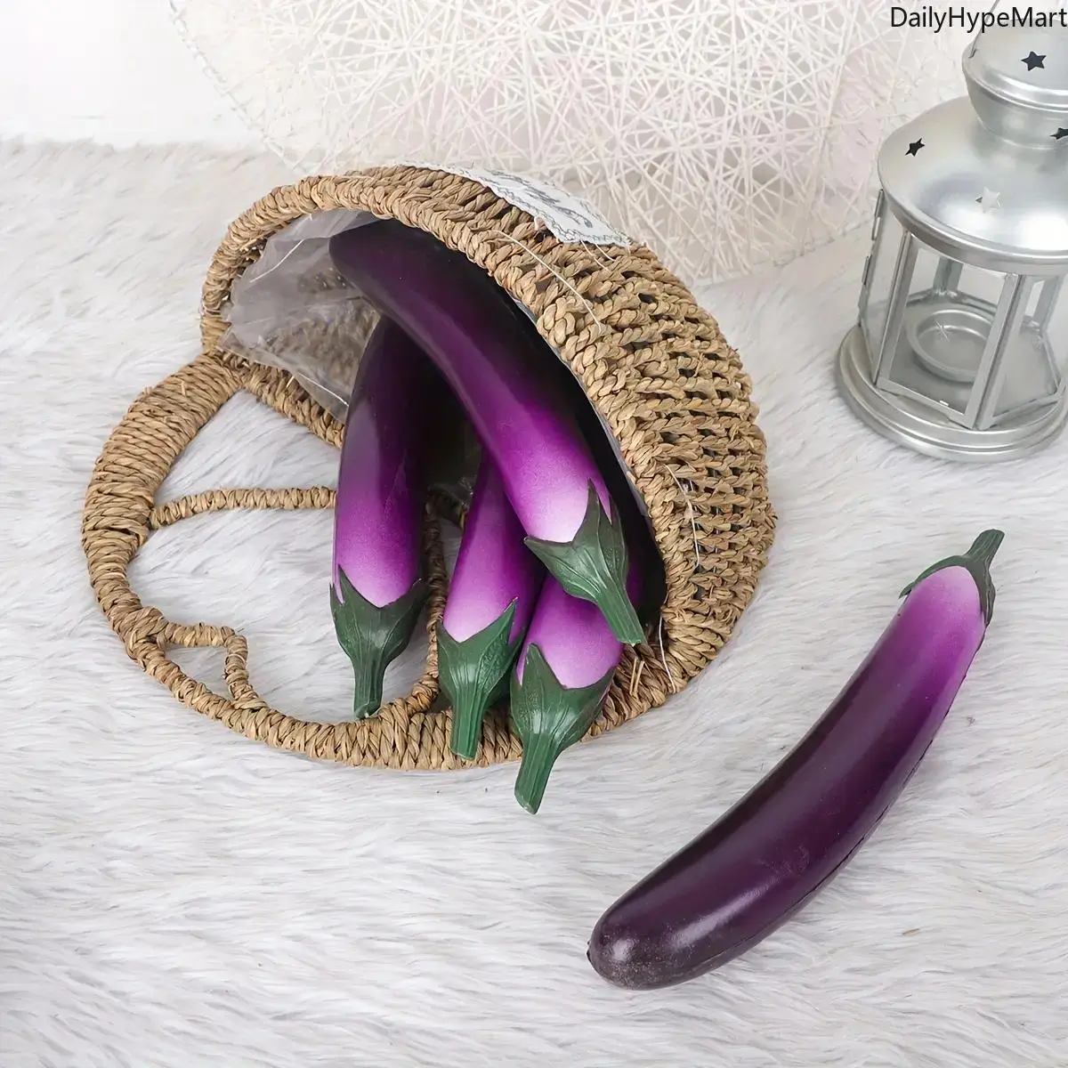 Funky Decorative Ornaments, 1-3 Piece Set of Realistic Purple Plastic Eggplant Vegetable Models for Home & Party Decor, Romantic