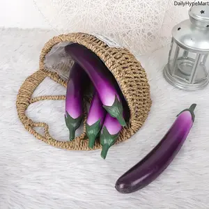 Unisex 1-3Pcs High-Simulation Plastic Eggplant Fruit Model, Realistic Purple Decorative Vegetable Ornaments for Home, Party Decor