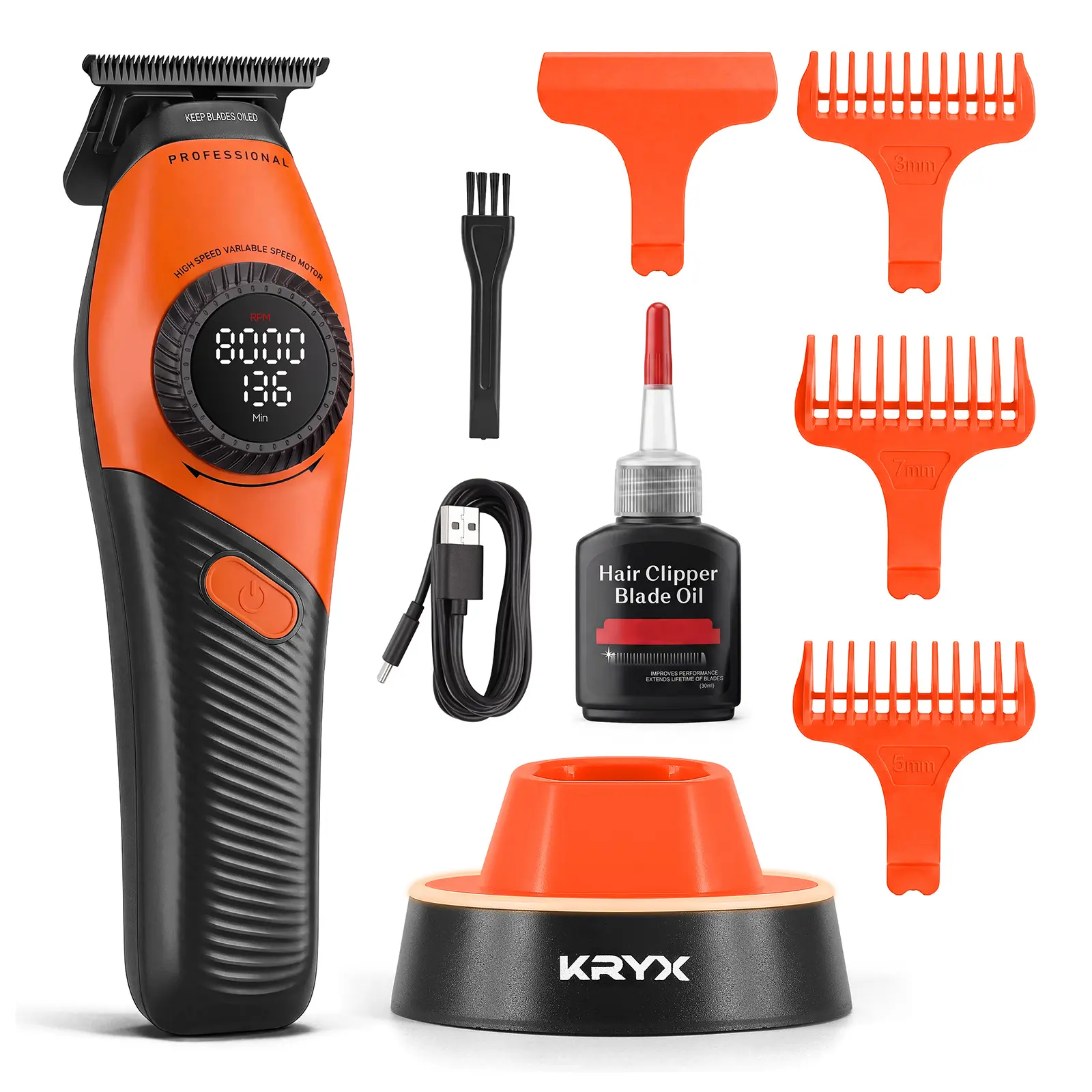 Professional Cordless Hair Clippers for Men DLC-Blade Barber Clipper for Hair Cutting with Metal Body Electric Hair Clipper